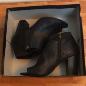 Black open toe booties
